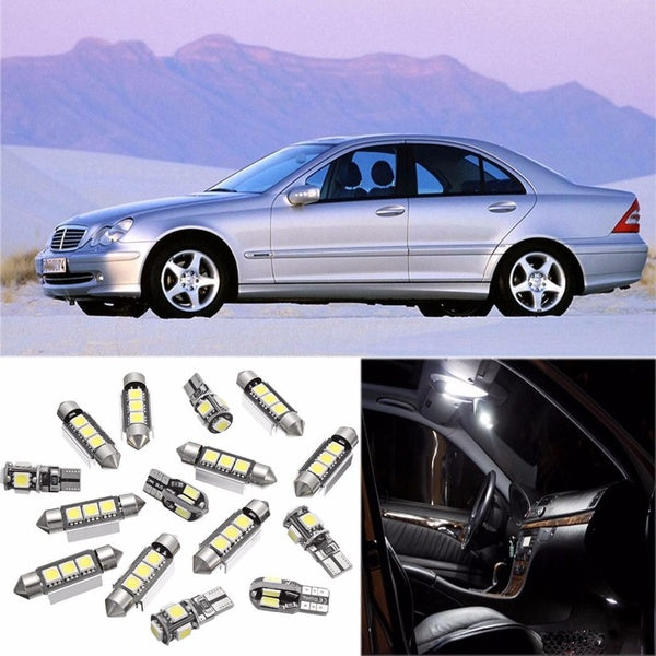 15pcs Kit d'ampoule LED d'intérieur de voiture pour Mercedes pour Benz C Classe W 203 2000-2007